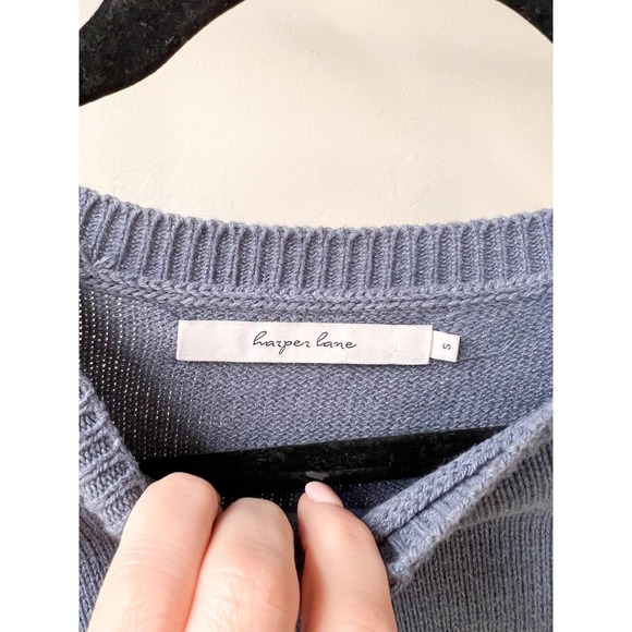 HARPER LANE Women's Dusty Blue Long Ribbed Sleeve Crew Neck Knit Sweater sz S - Picture 4 of 6